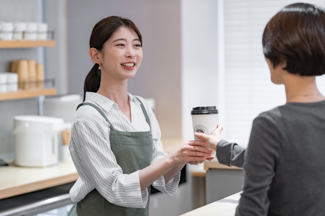 Ordering counter and menu board at a Japanese café